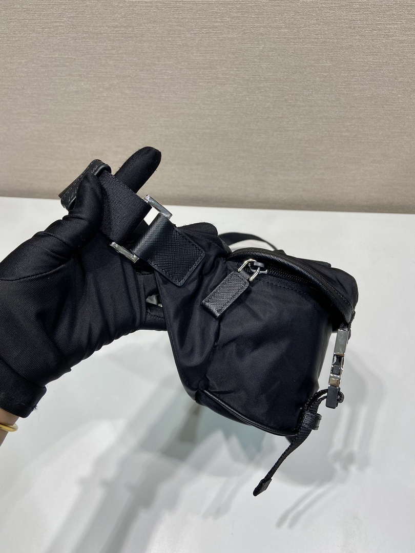 Prada 2VH171 Mini Re-Nylon and leather shoulder bag Black - Default Title - View 6