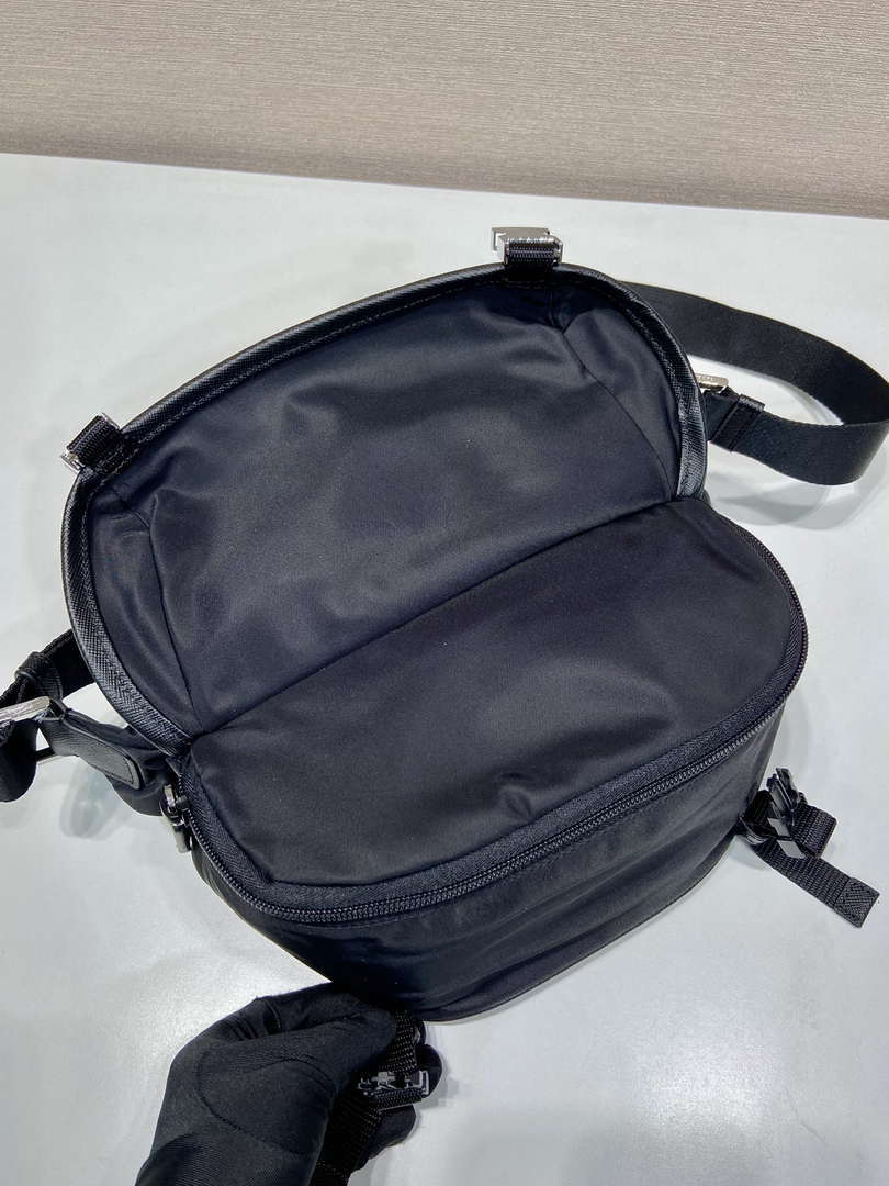 Prada 2VH171 Mini Re-Nylon and leather shoulder bag Black