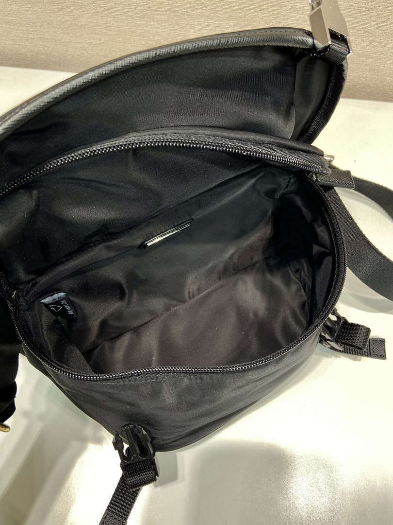 Prada 2VH171 Mini Re-Nylon and leather shoulder bag Black