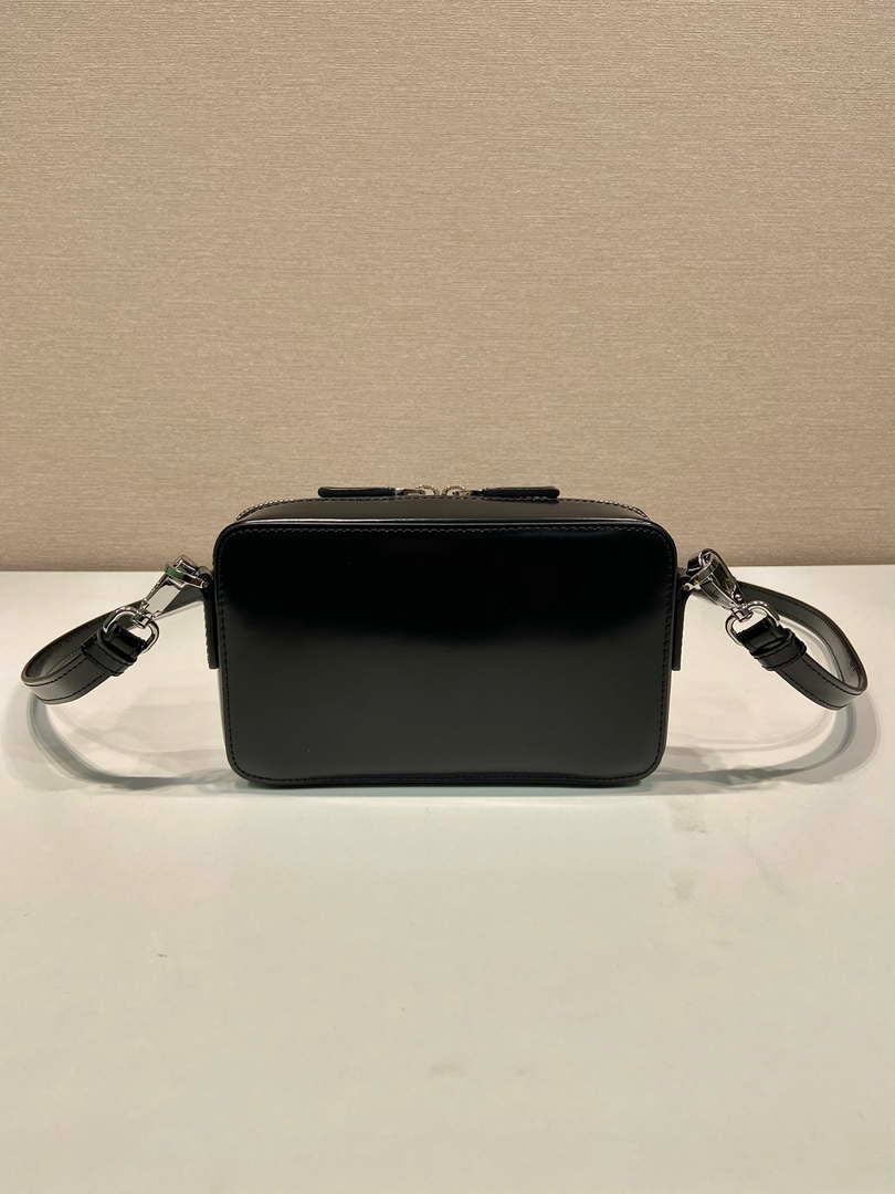 Prada 2VH173 Brique brushed leather bag Black