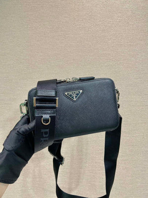 Prada 2VH173 Prada Brique Saffiano leather bag Black - Default Title - View 1