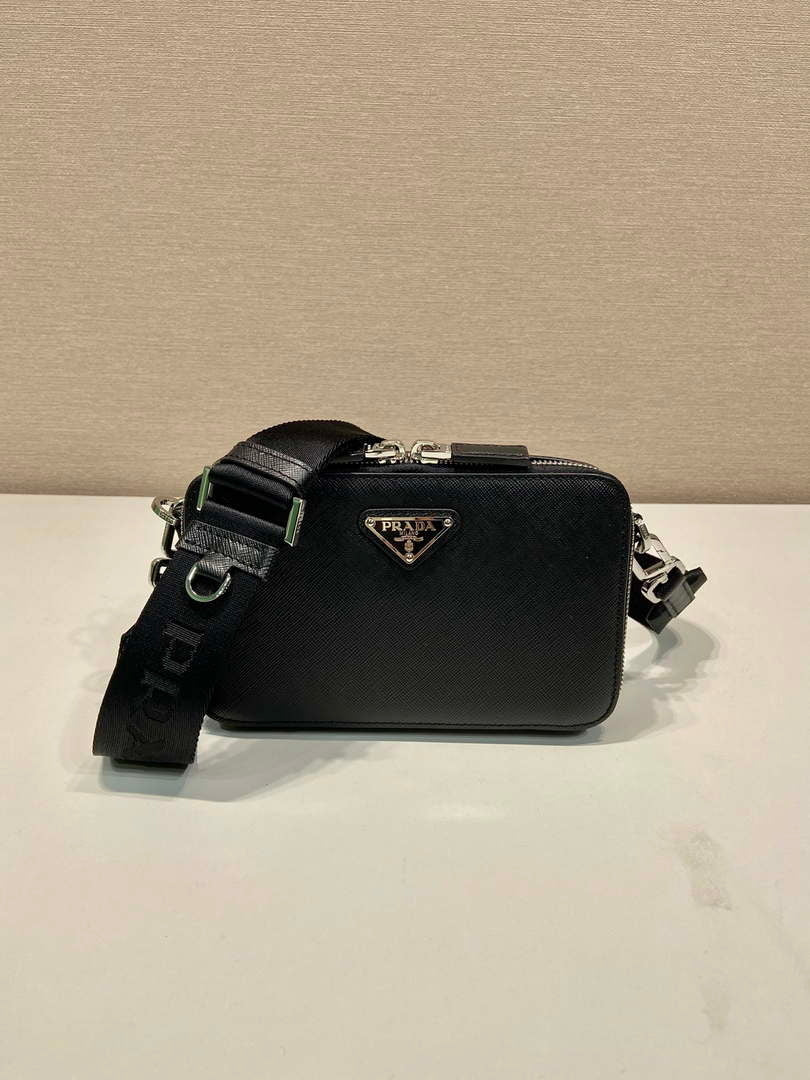 Prada 2VH173 Prada Brique Saffiano leather bag Black