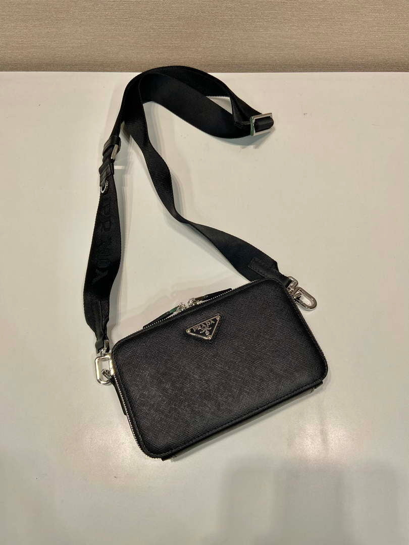 Prada 2VH173 Prada Brique Saffiano leather bag Black