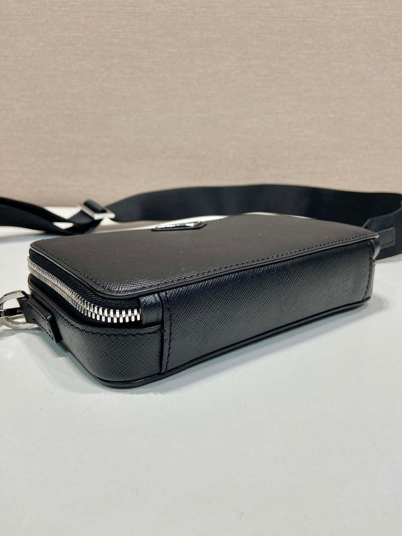 Prada 2VH173 Prada Brique Saffiano leather bag Black