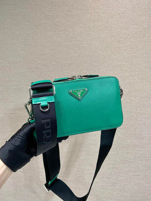 Prada 2VH173 Prada Brique Saffiano leather bag Green - Default Title - View 1