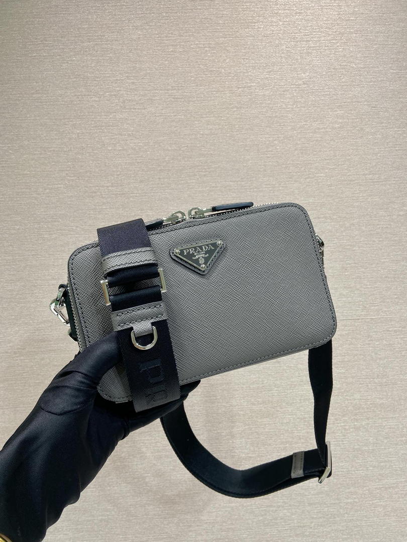 Prada 2VH173 Prada Brique Saffiano leather bag Gray