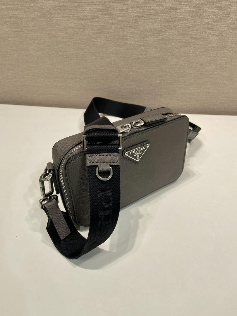 Prada 2VH173 Prada Brique Saffiano leather bag Gray