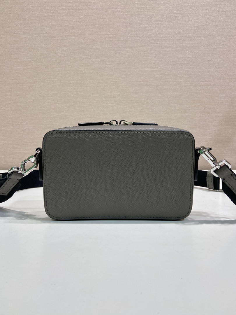 Prada 2VH173 Prada Brique Saffiano leather bag Gray