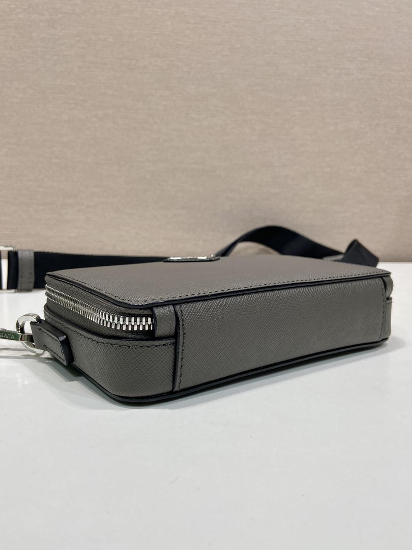 Prada 2VH173 Prada Brique Saffiano leather bag Gray
