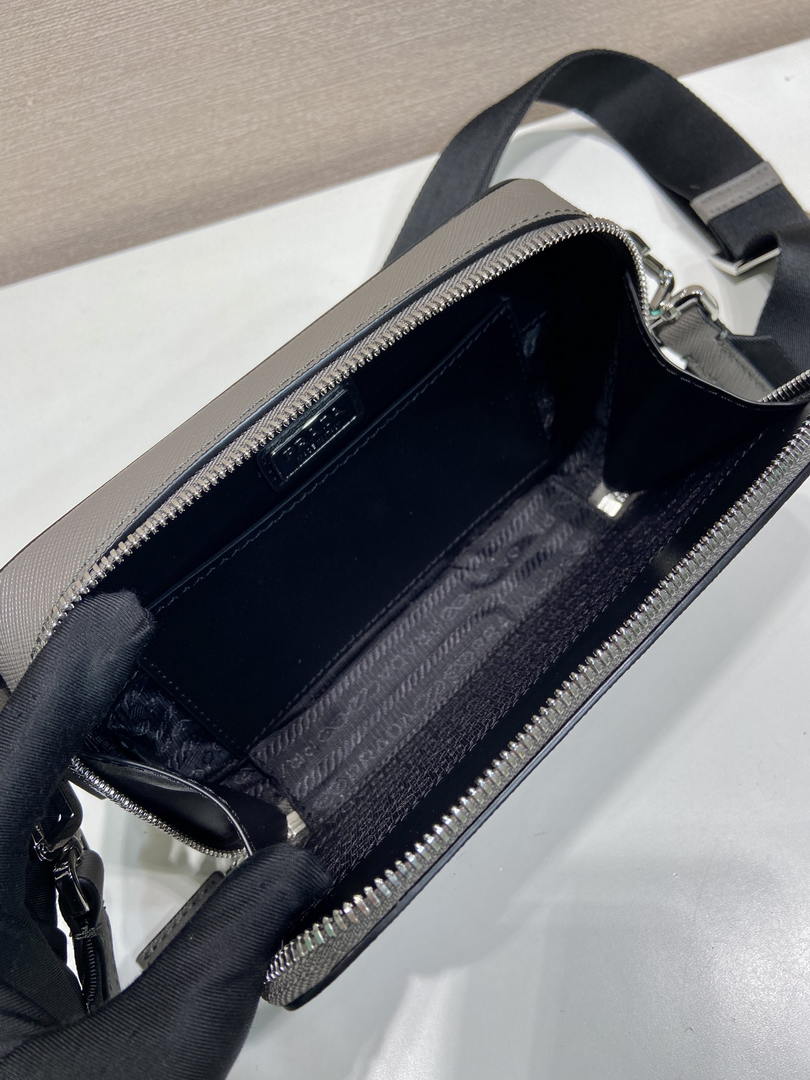 Prada 2VH173 Prada Brique Saffiano leather bag Gray