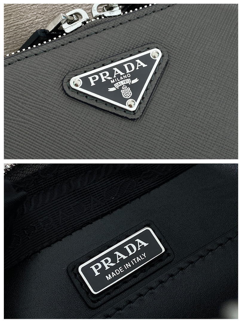 Prada 2VH173 Prada Brique Saffiano leather bag Gray