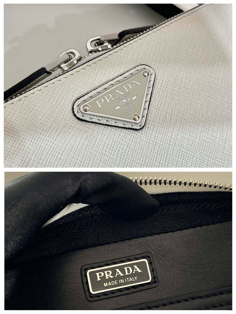 Prada 2VH173 Prada Brique Saffiano leather bag White