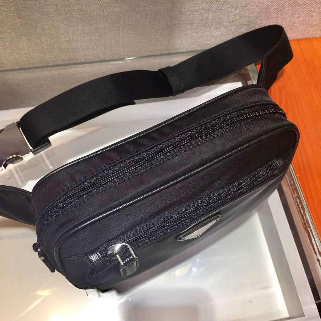 Prada 2VL977 Re-Nylon and Saffiano leather belt bag Black