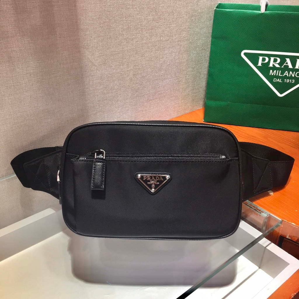 Prada 2VL977 Re-Nylon and Saffiano leather belt bag Black