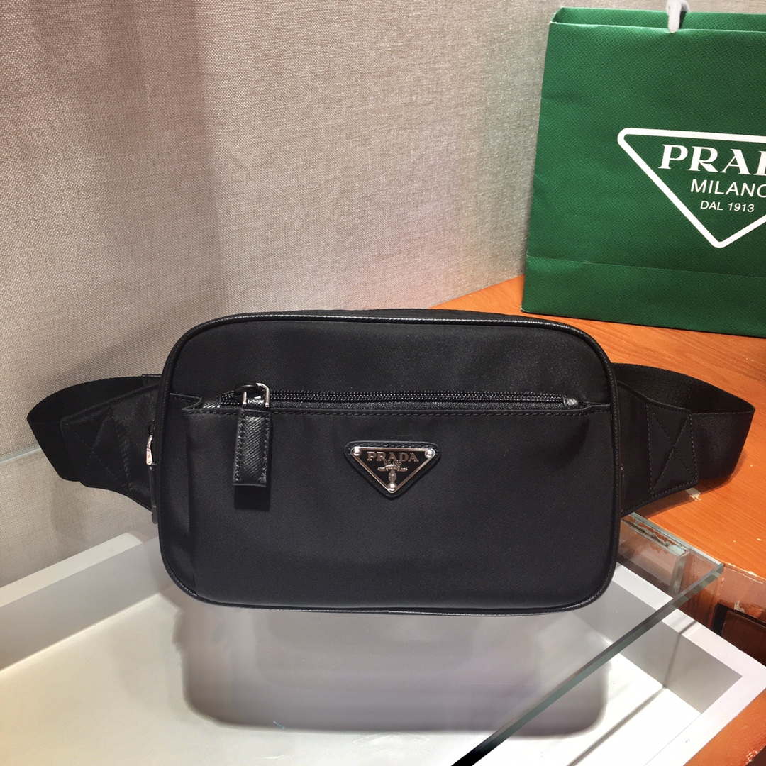 Prada 2VL977 Re-Nylon and Saffiano leather belt bag Black - Default Title - View 7