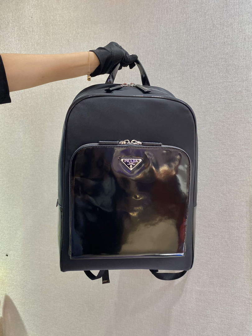 Prada 2VZ084 Re-Nylon and Leather Backpack Black - Default Title - View 1
