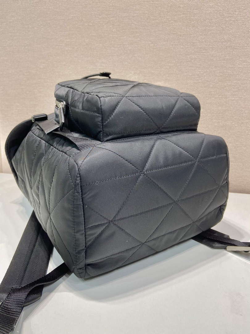 Prada 2VZ135 Re-Nylon Padded Backpack With Hood Black