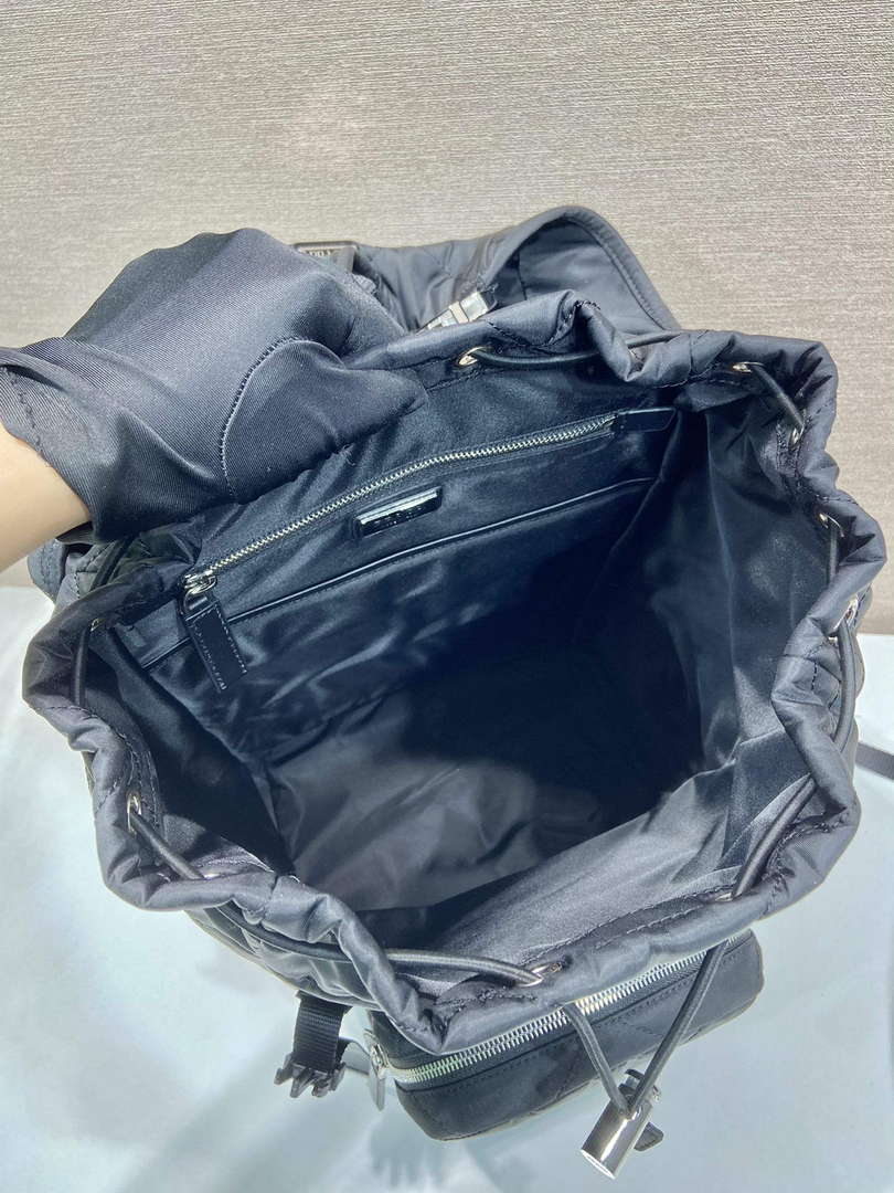 Prada 2VZ135 Re-Nylon Padded Backpack With Hood Black - Default Title - View 8