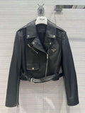 Prada 58967A Women's Fashion Clothing Nappa Leather Biker Jacket P99461