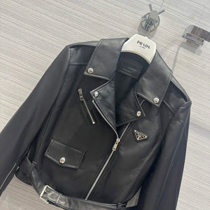 Prada 58967A Women's Fashion Clothing Nappa Leather Biker Jacket P99461 - 36 - View 2