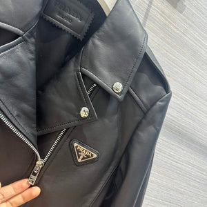 Prada 58967A Women's Fashion Clothing Nappa Leather Biker Jacket P99461 - 36 - View 5
