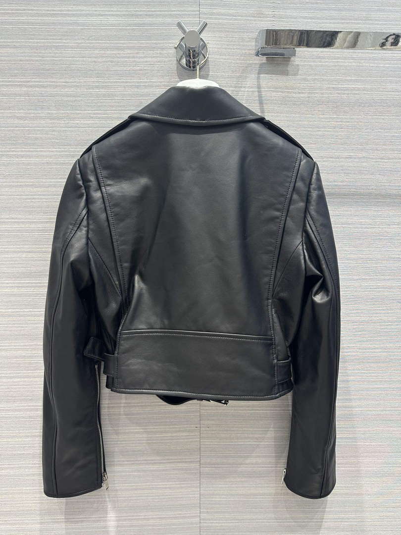 Prada 58967A Women's Fashion Clothing Nappa Leather Biker Jacket P99461