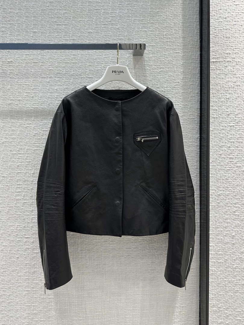 Prada 58A139 Women's Fashion Clothing Leather Jacket P99462