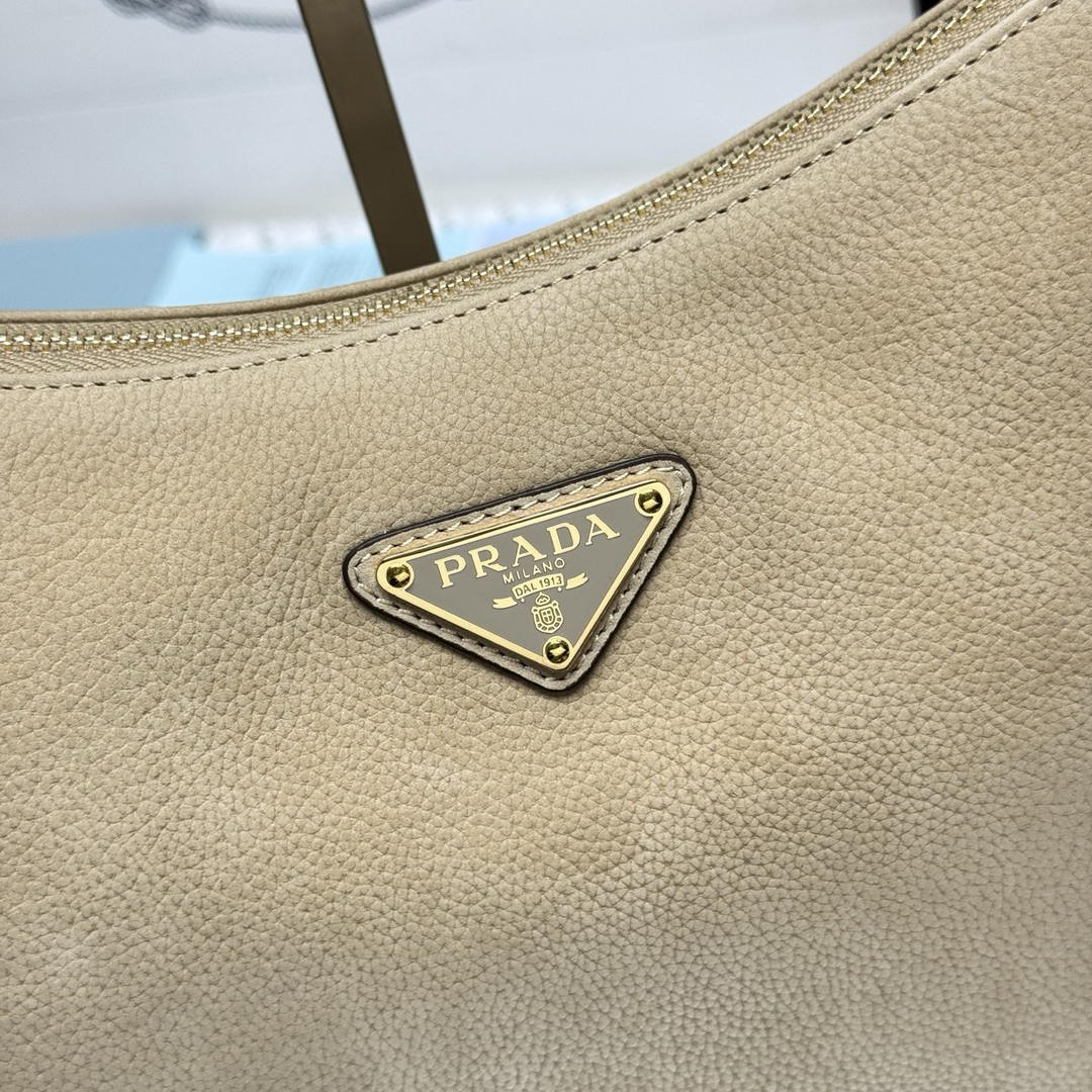 Prada Aimée large nubuck leather shoulder bag 1BC231 Apricot