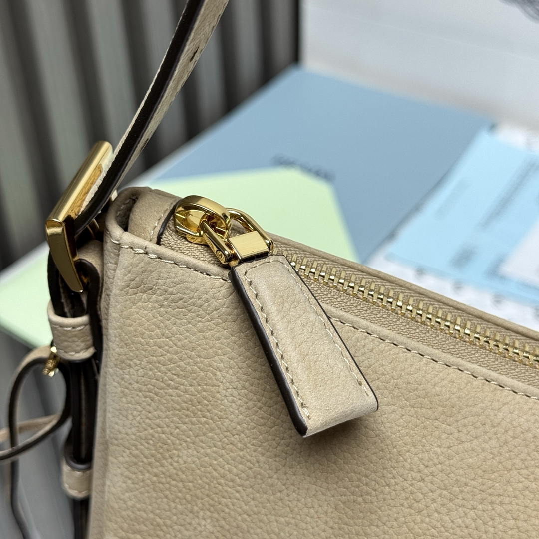 Prada Aimée large nubuck leather shoulder bag 1BC231 Apricot