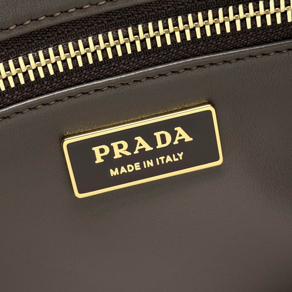 Prada Aimée large nubuck leather shoulder bag 1BC231 Apricot
