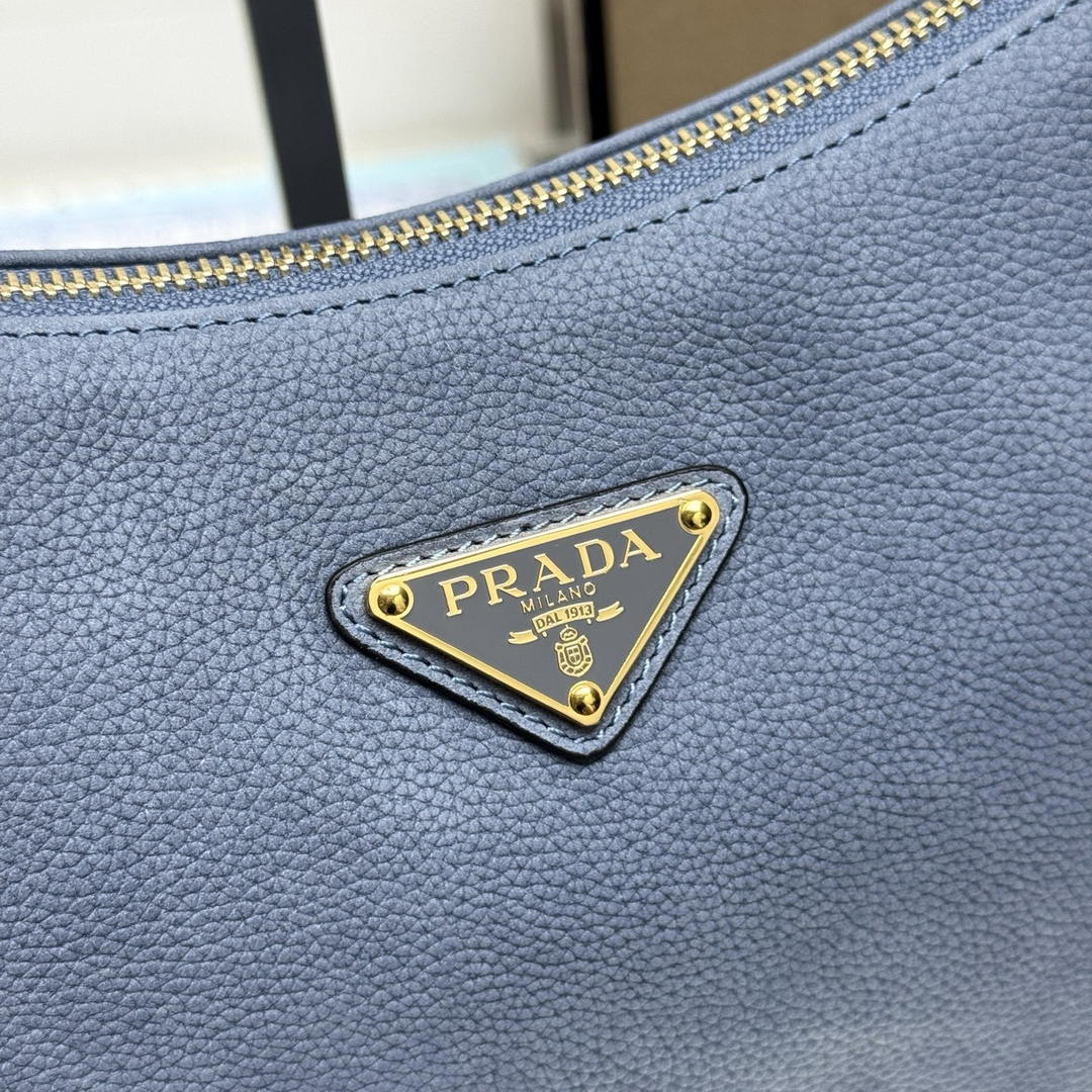 Prada Aimée large nubuck leather shoulder bag 1BC231 Blue