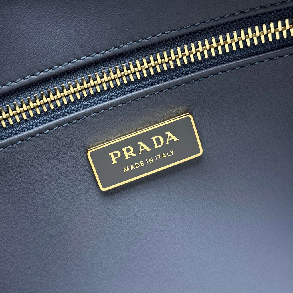 Prada Aimée large nubuck leather shoulder bag 1BC231 Blue