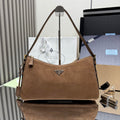 Prada Aimée large nubuck leather shoulder bag 1BC231 Brown