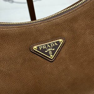Prada Aimée large nubuck leather shoulder bag 1BC231 Brown - Default Title - View 5