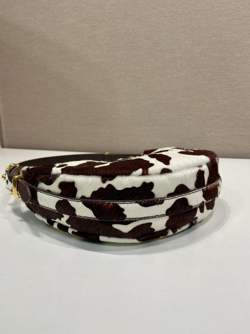 Prada  Arqué printed leather mini shoulder bag 1BC194 Honey White