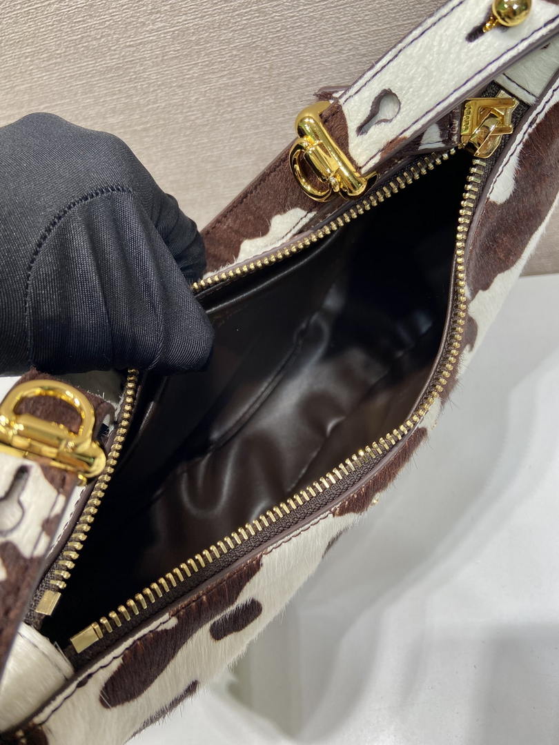 Prada  Arqué printed leather mini shoulder bag 1BC194 Honey White