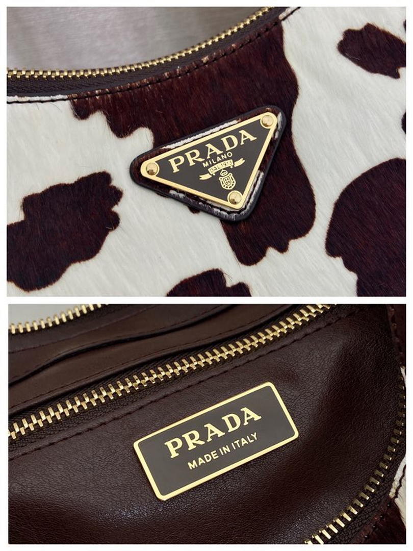 Prada  Arqué printed leather mini shoulder bag 1BC194 Honey White