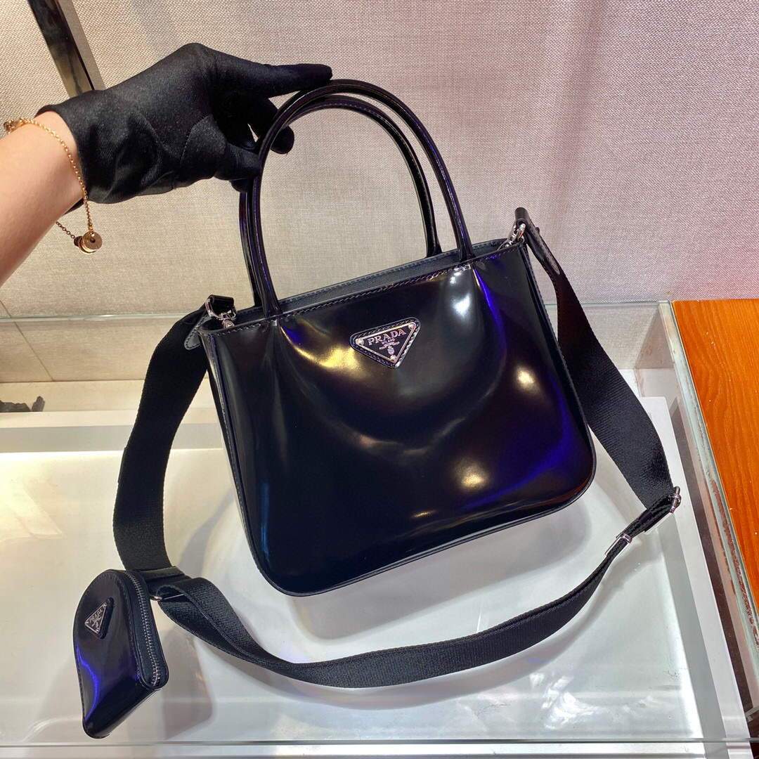 Prada Brushed leather handbag 1BA320 Black