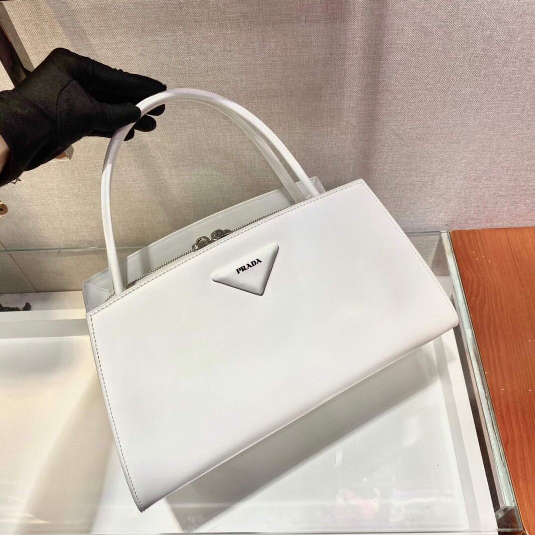 Prada Brushed leather handbag 1BA327 White