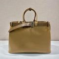 Prada Buckle leather bag with belt 2VG126 Gold Brown with Belts