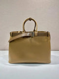 Prada Buckle leather bag with belt 2VG126 Gold Brown with Belts