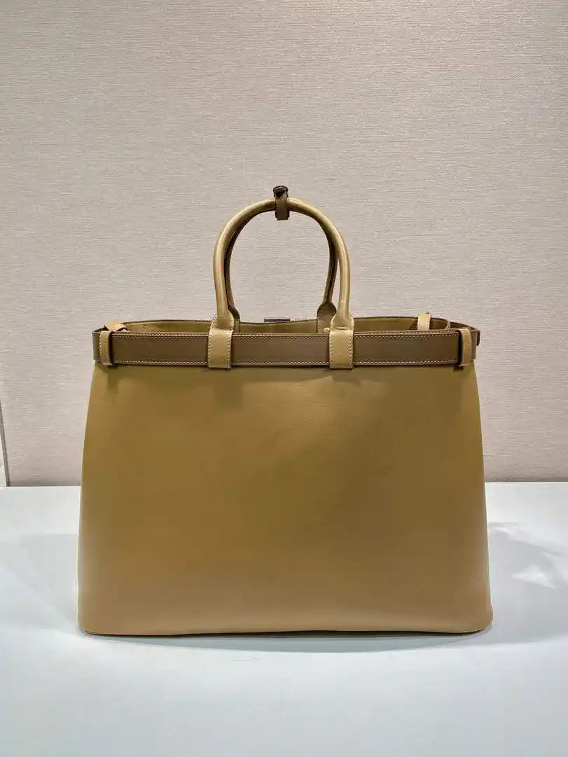 Prada Buckle leather bag with belt 2VG126 Gold Brown with Belts