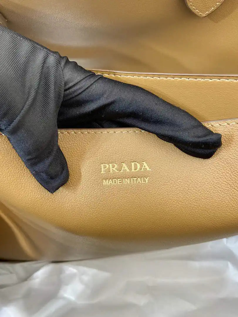 Prada Buckle leather bag with belt 2VG126 Gold Brown with Belts