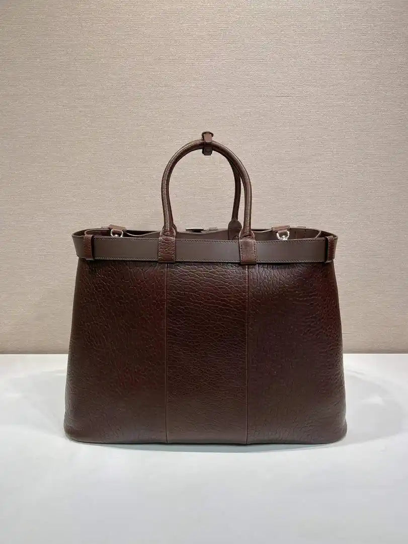 Prada Buckle Lambskin leather bag with belt 2VG126  Brown Red