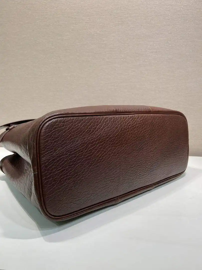 Prada Buckle Lambskin leather bag with belt 2VG126  Brown Red