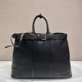 Prada Buckle leather bag with belt 2VG126 Dark Brown Distressed leather