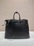 Prada Buckle leather bag with belt 2VG126 Dark Brown Distressed leather