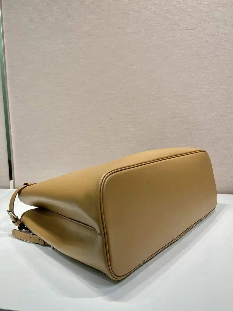 Prada Buckle leather bag with belt 2VG126 Gold Brown