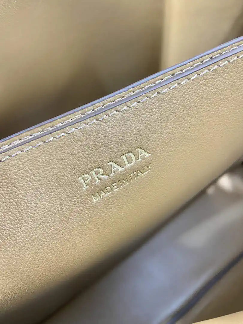 Prada Buckle leather bag with belt 2VG126 Gold Brown