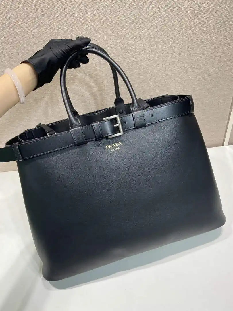 Prada Buckle leather bag with belt 2VG126 Black